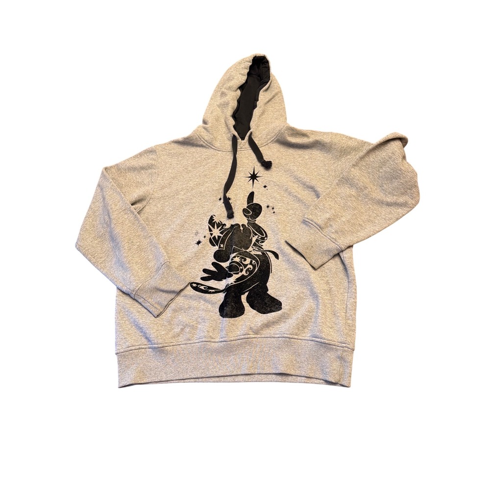 Disneyland Paris Hoodie Gray Mickey Mouse Glitter Graphic Pullover XL